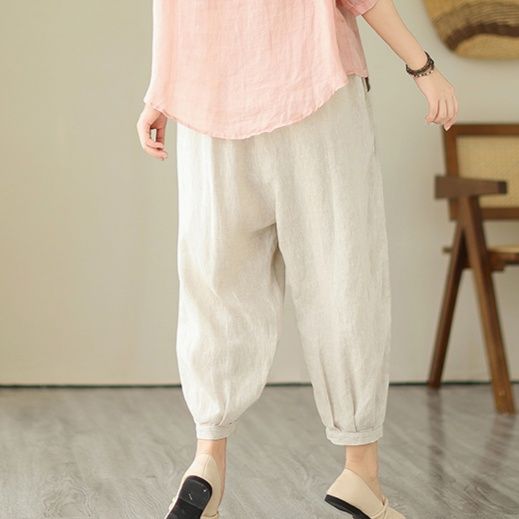 ワイドタックパンツ ワイドタックパンツ 風合いたっぷり リネン風バルーン