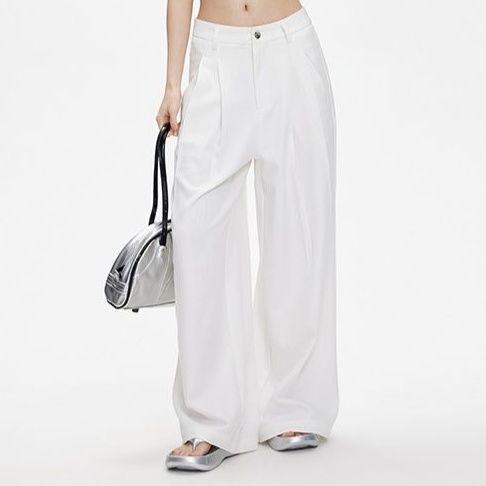 ワイドタックパンツ すっきりシルエットタックワイドパンツ