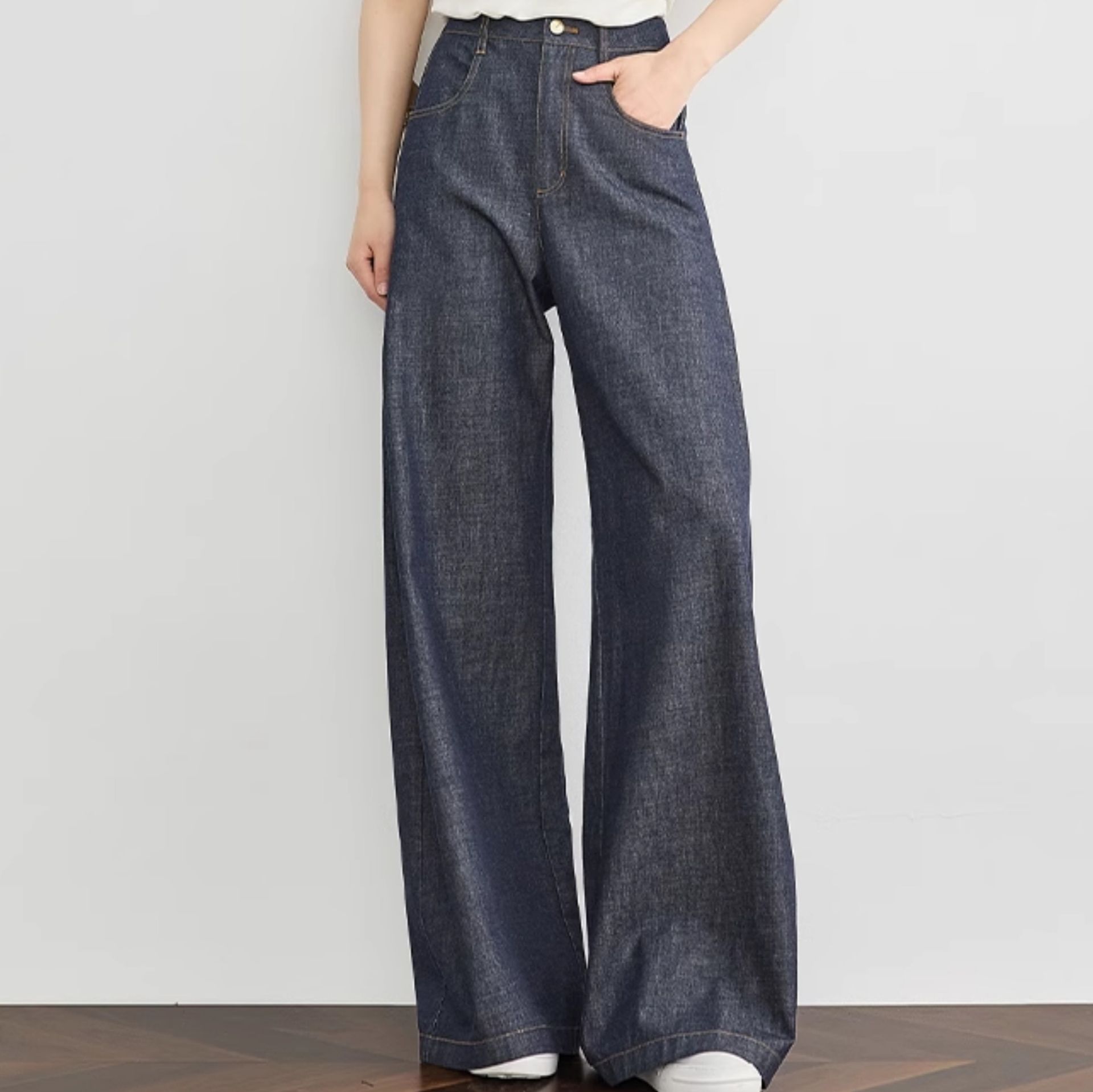 ワイドタックパンツ しなやかシルエットデニムパンツ