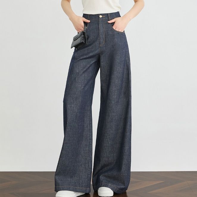 ワイドタックパンツ しなやかシルエットデニムパンツ