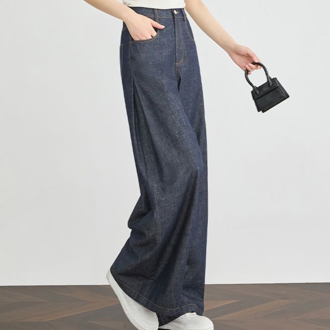ワイドタックパンツ しなやかシルエットデニムパンツ