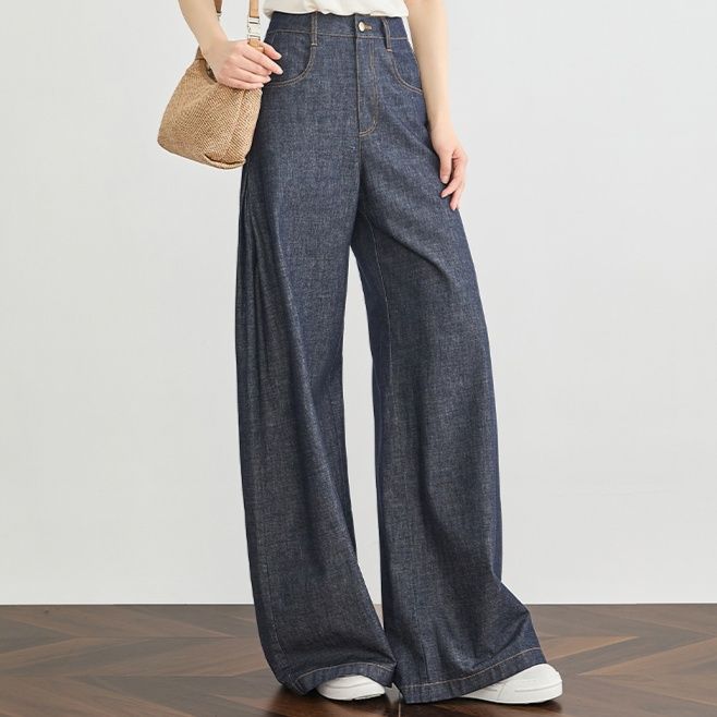 ワイドタックパンツ しなやかシルエットデニムパンツ