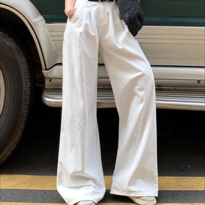 ワイドタックパンツ フレアシルエット優雅タックパンツ