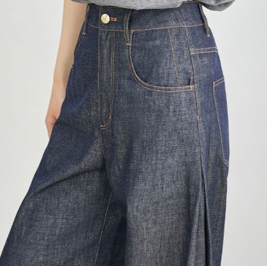 ワイドタックパンツ しなやかシルエットデニムパンツ