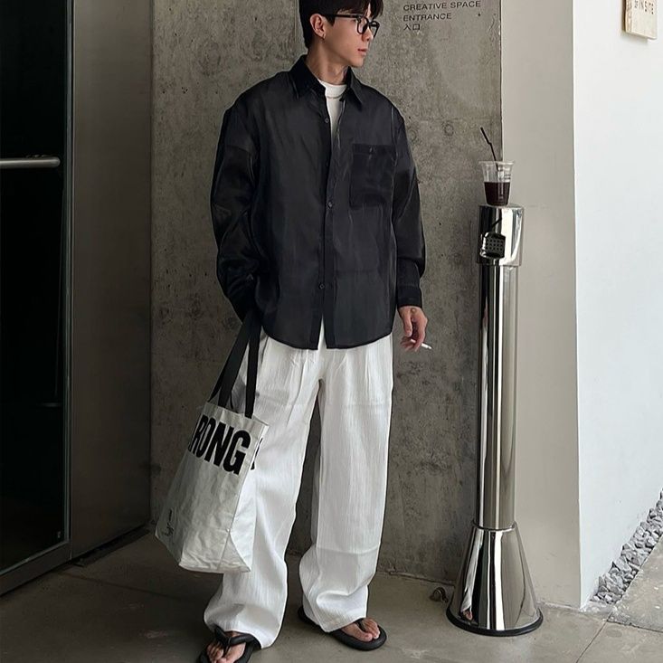 ワイドタックパンツ 風合い豊かな楊柳素材タックパンツ