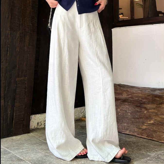 ワイドタックパンツ 涼やかリネンタックワイドパンツ