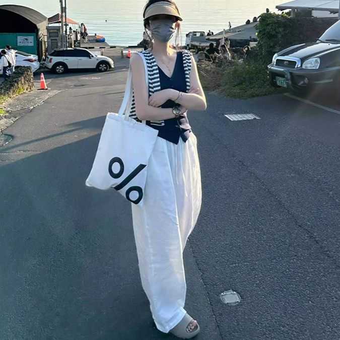 ワイドタックパンツ リゾート風ゆったりタックパンツ