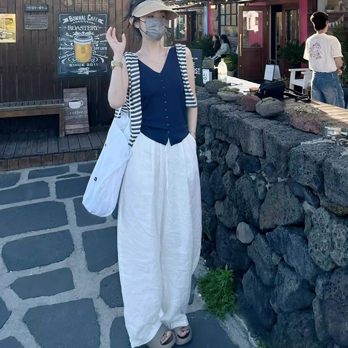 ワイドタックパンツ リゾート風ゆったりタックパンツ