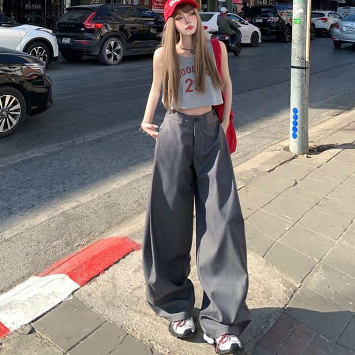 ワイドタックパンツ ゆったりドレープ流れるタックパンツ