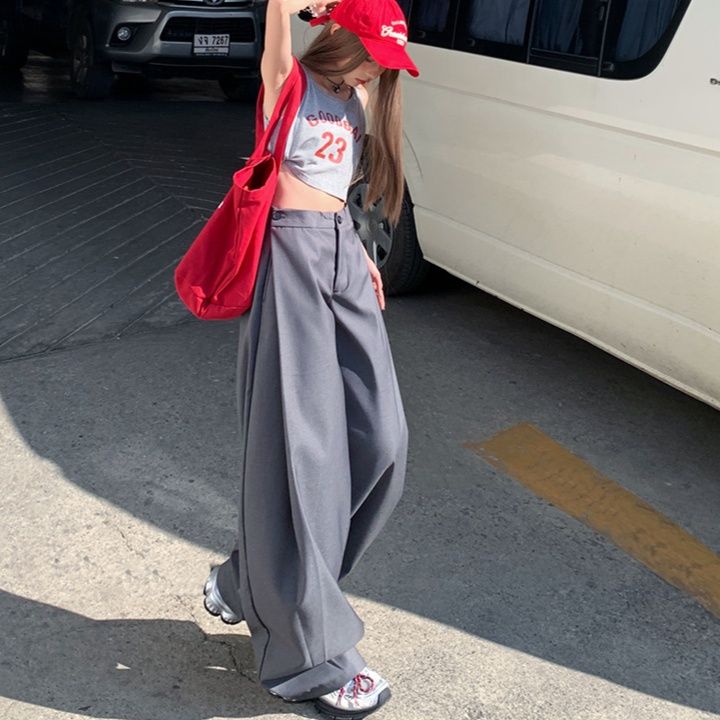 ワイドタックパンツ ゆったりドレープ流れるタックパンツ