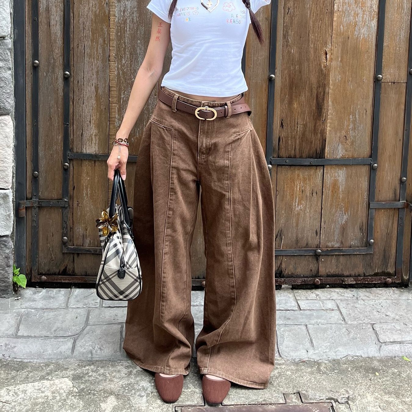 ワイドタックパンツ ゆったり美脚タックパンツ