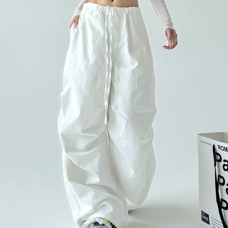 ワイドタックパンツ 軽やか素材ドローコードパンツ