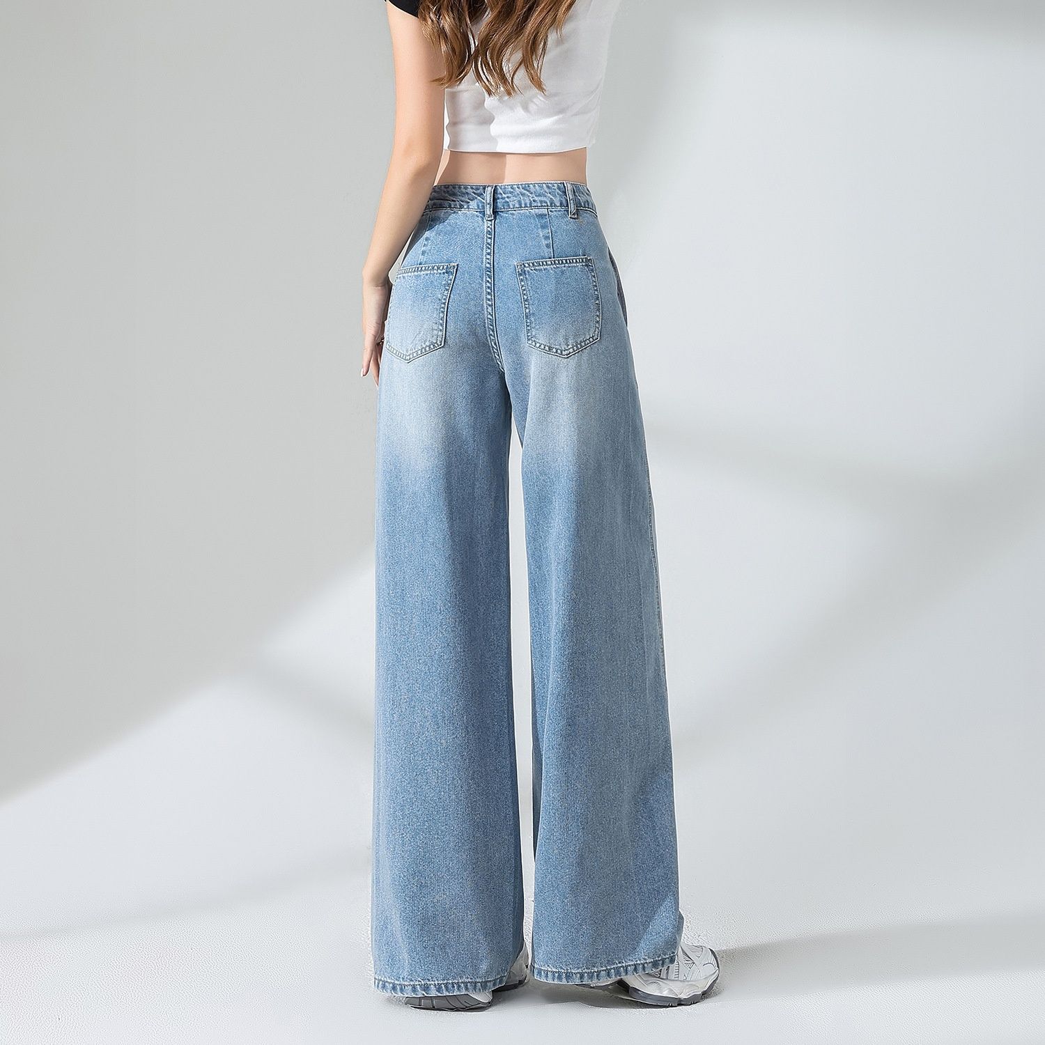 ワイドタックパンツ ゆったりタック入りデニムワイドパンツ