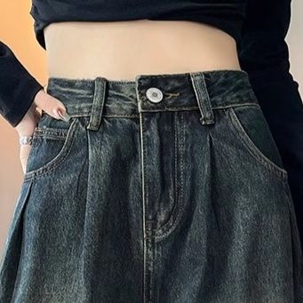 ワイドタックパンツ ゆったりタック入りデニムパンツ