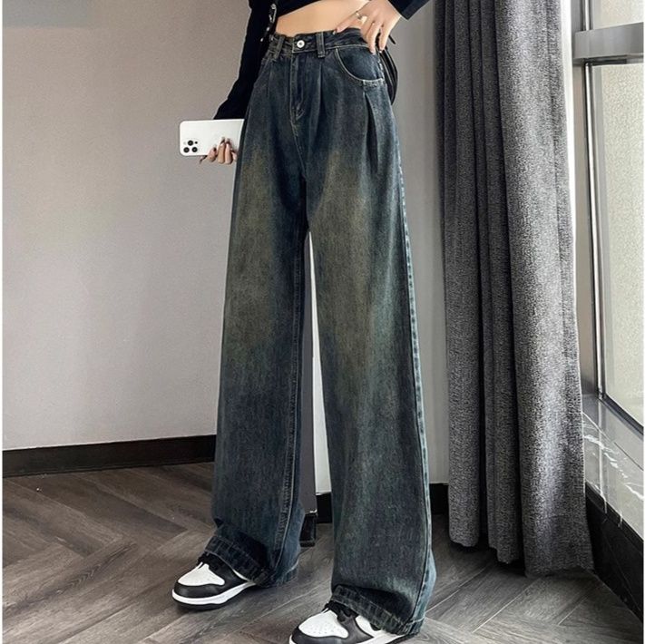ワイドタックパンツ ゆったりタック入りデニムパンツ