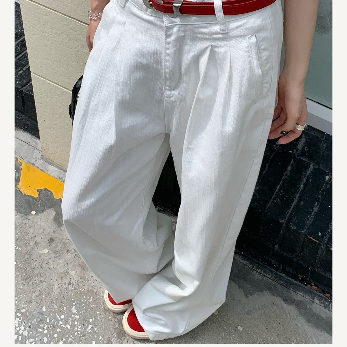 ワイドタックパンツ 洗練タックゆったりパンツ
