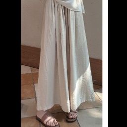ワイドタックパンツ リネン風ゆったりタックワイドパンツ