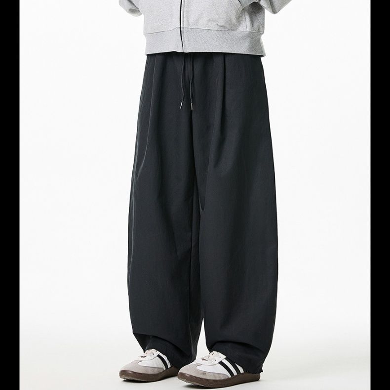 ワイドタックパンツ ゆったりシルエットドローコード紳士パンツ