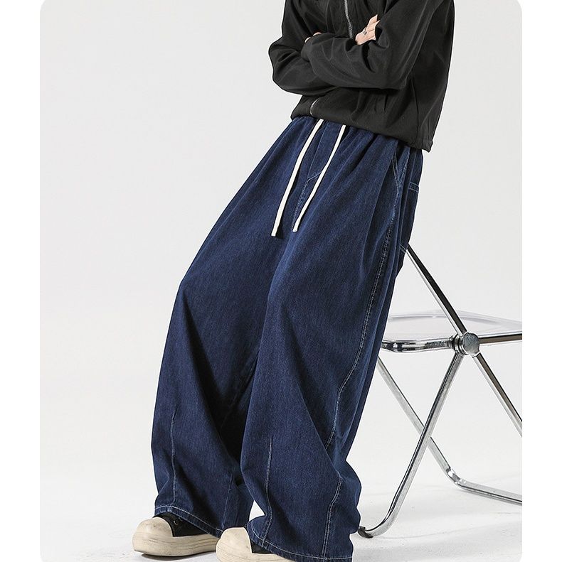 ワイドタックパンツ ゆったり楽縛りデニムワイドパンツ