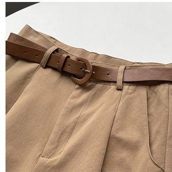 ワイドタックパンツ ベルト付きフレアショートパンツ