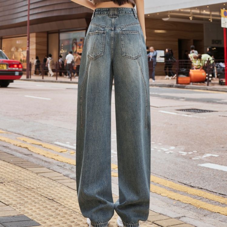 ワイドタックパンツ 都会派ゆったりデニムパンツ