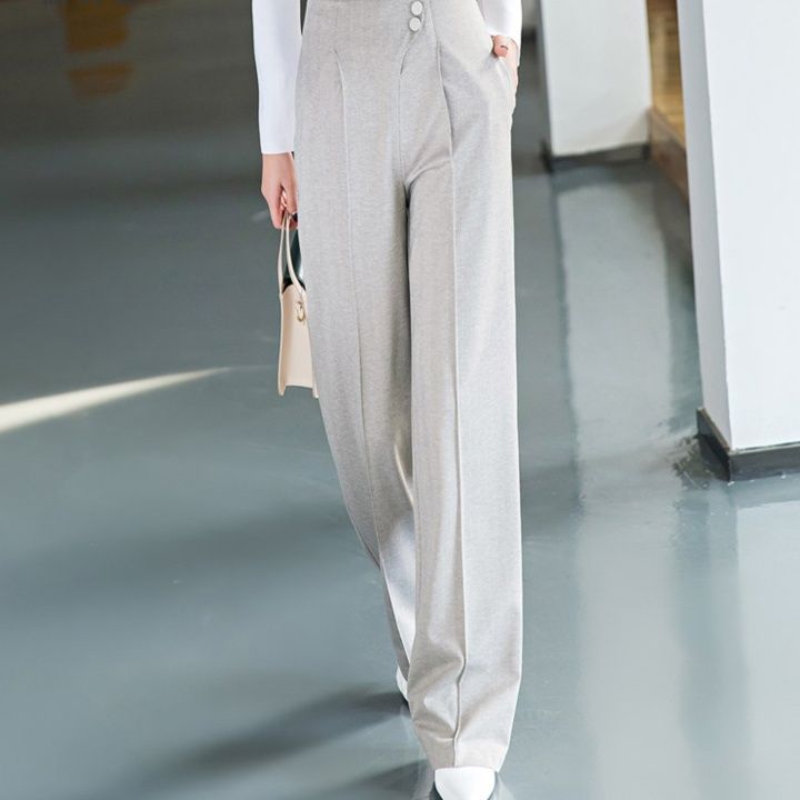 ワイドタックパンツ センタープレス入りハイウエスト