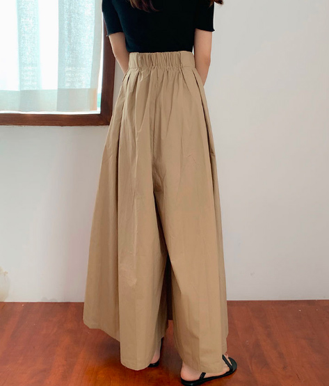 ワイドタックパンツ 春夏新作 ウエストゴム タックワイドパンツ