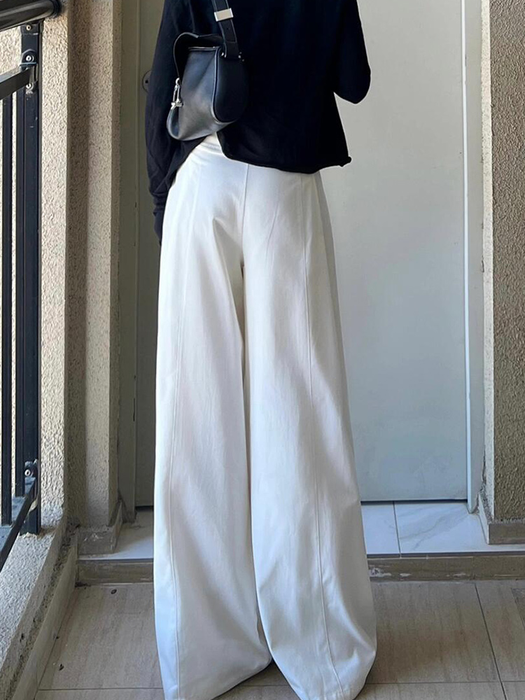 ワイドタックパンツ 優雅なドレープシルエットパンツ