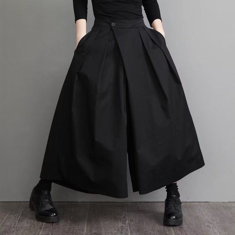 ワイドタックパンツ 黒 ワイドタック スカートパンツ ユニセックス