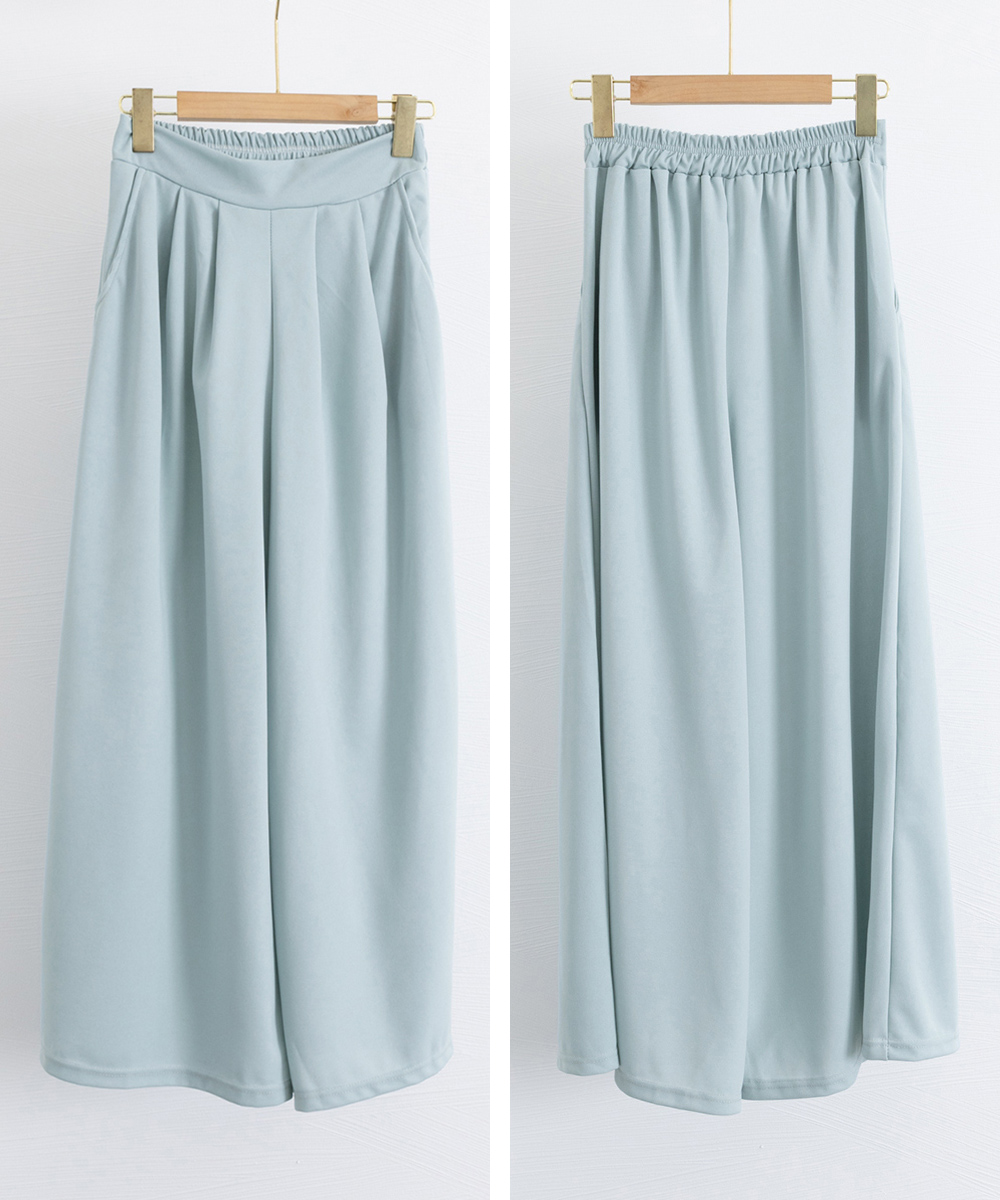 ワイドタックパンツ タック入りワイドパンツ スカート見えフレア