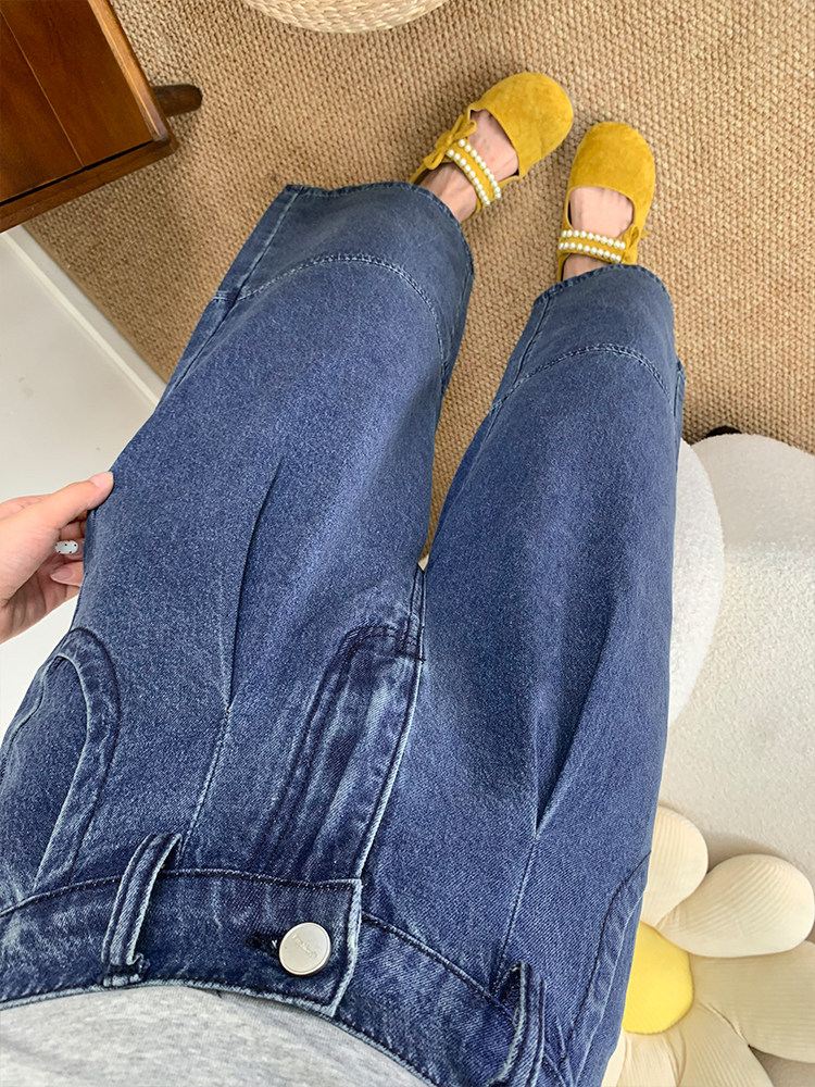 ワイドタックパンツ 立体タックデニムゆったりパンツ