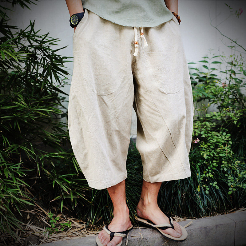 ワイドタックパンツ涼やかリネンワイドタックパンツ