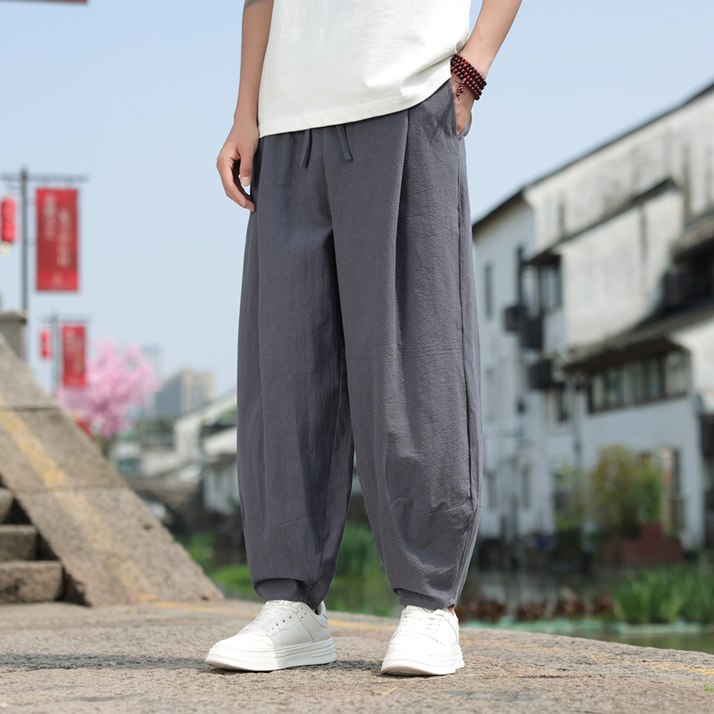 ワイドタックパンツ 涼やか麻混ゆったりタックパンツ