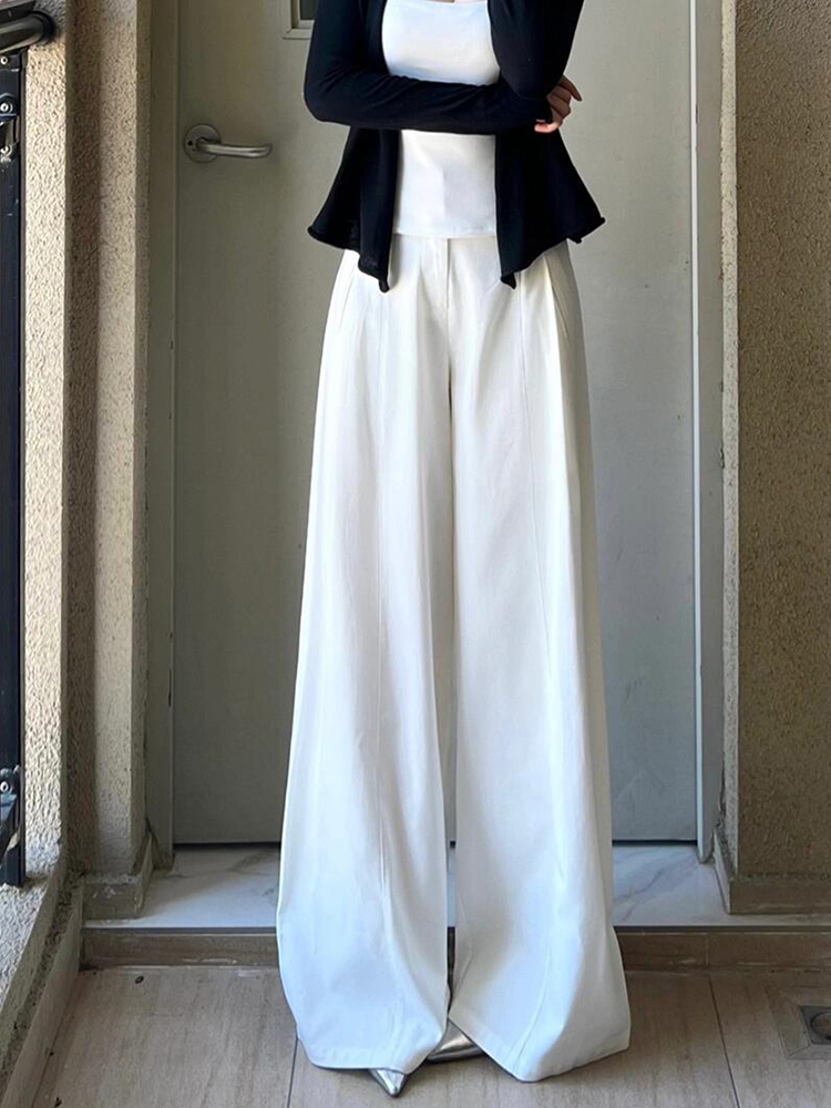 ワイドタックパンツ 優雅なドレープシルエットパンツ