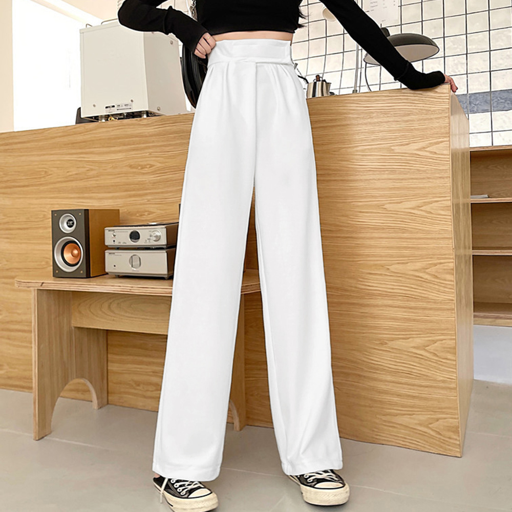 ハイウエストワイドタックパンツ マジックテープ付き