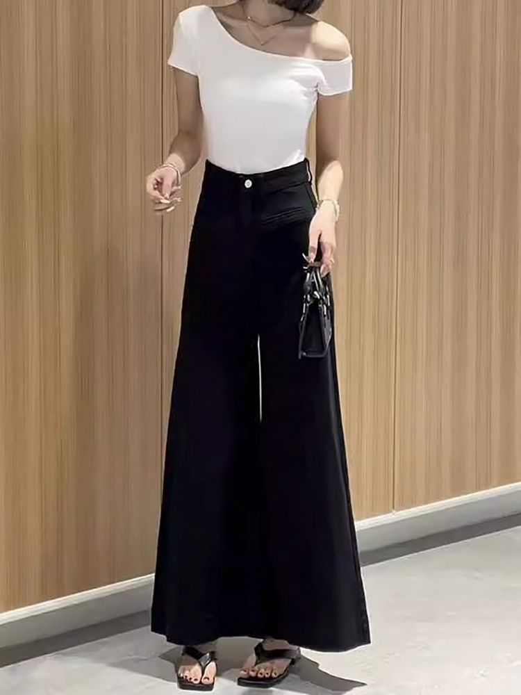 ワイドタックパンツ 上品フレアタックパンツ