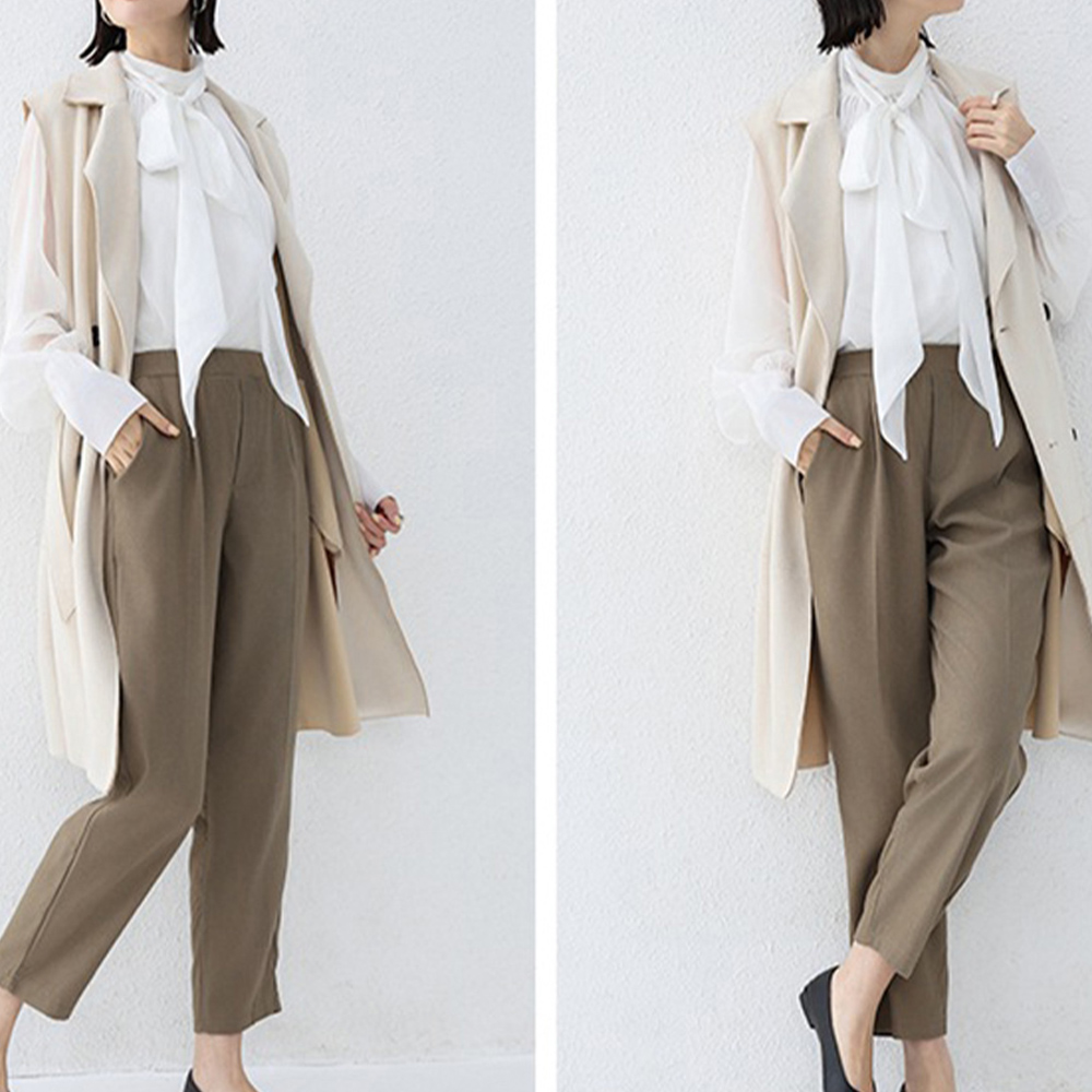 ワイドタックパンツ レディース 美脚 体型カバー