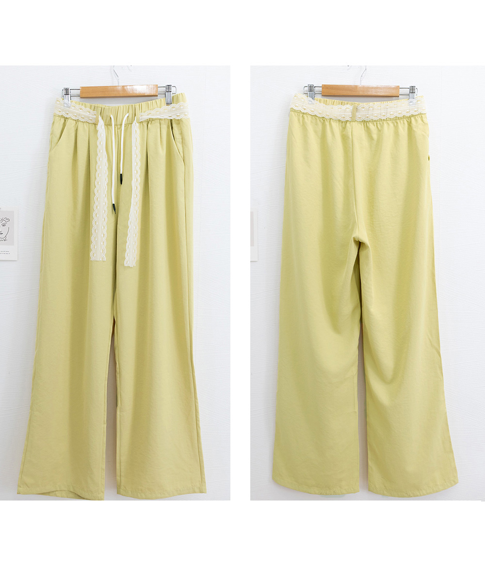 レースベルト付きワイドタックパンツ