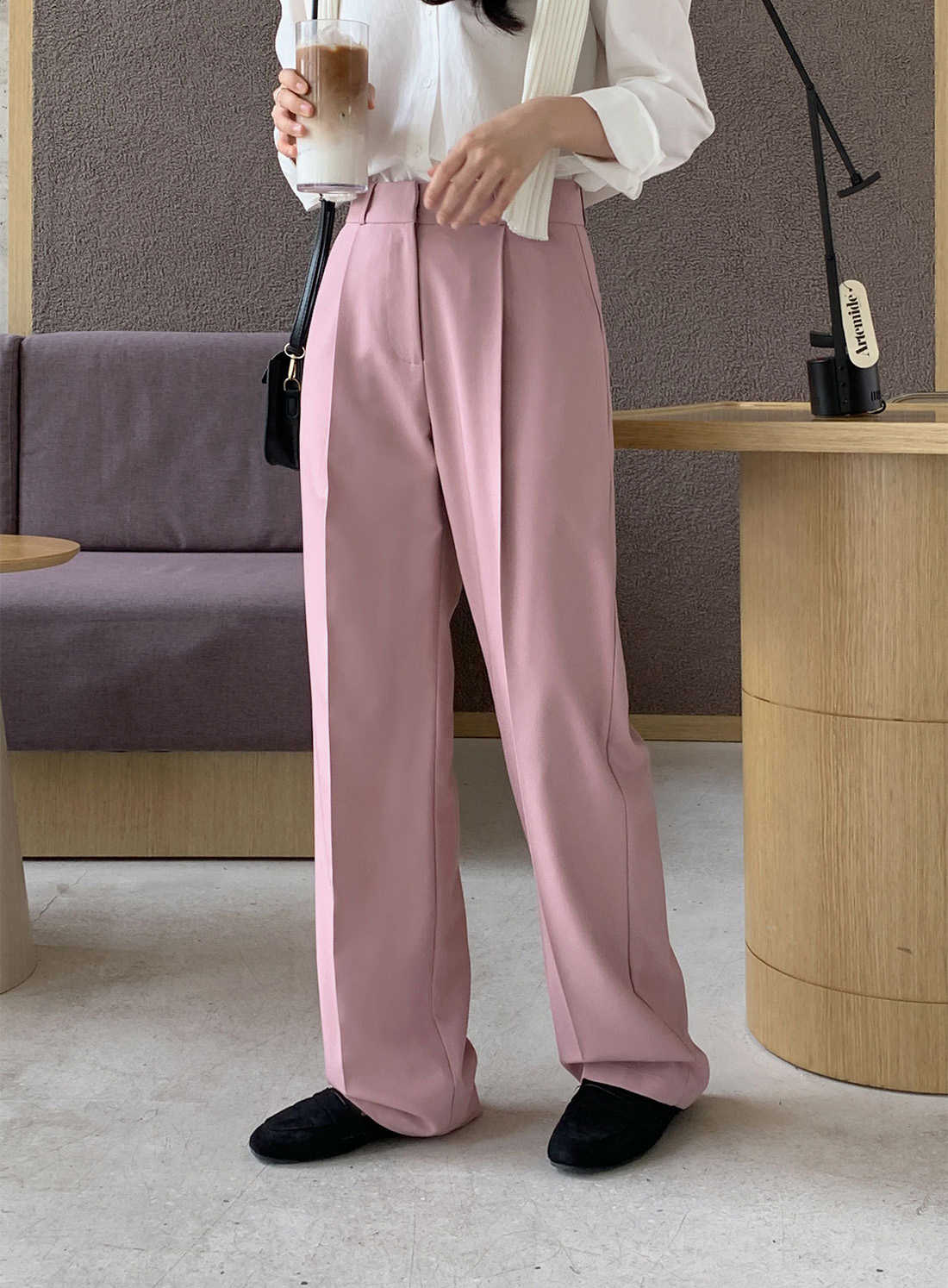 今季新作エレガント韓国風ワイドタックパンツ
