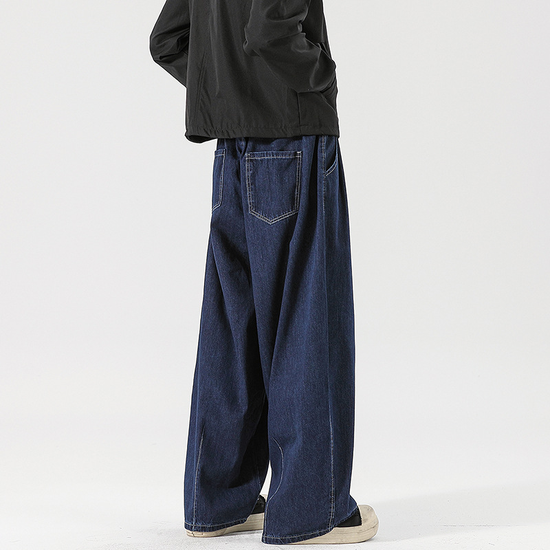 ワイドタックパンツ ゆったり楽縛りデニムワイドパンツ