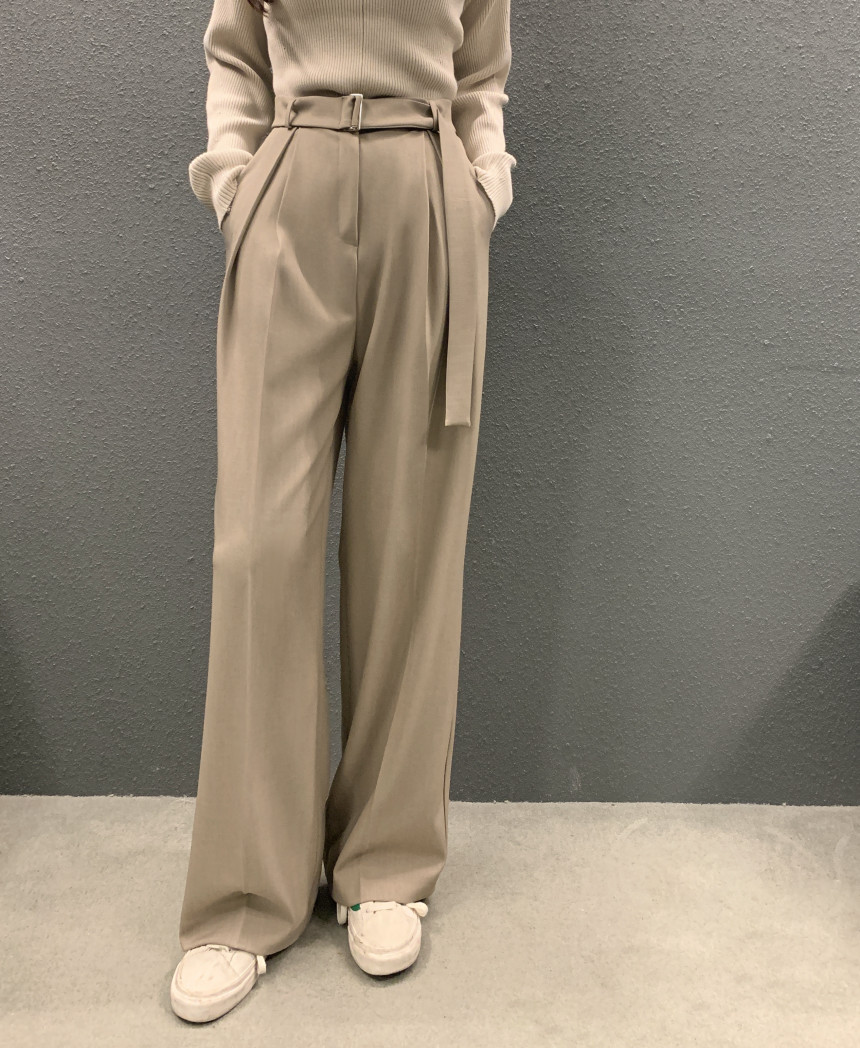 春夏ハイウエストタックワイドパンツ