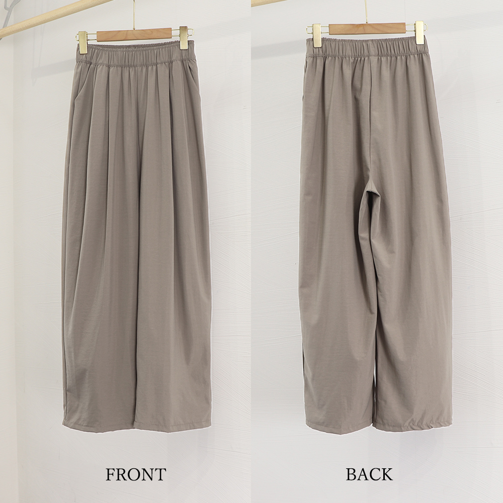 体型カバー ワイドタックパンツ レディース ゆったりパンツ