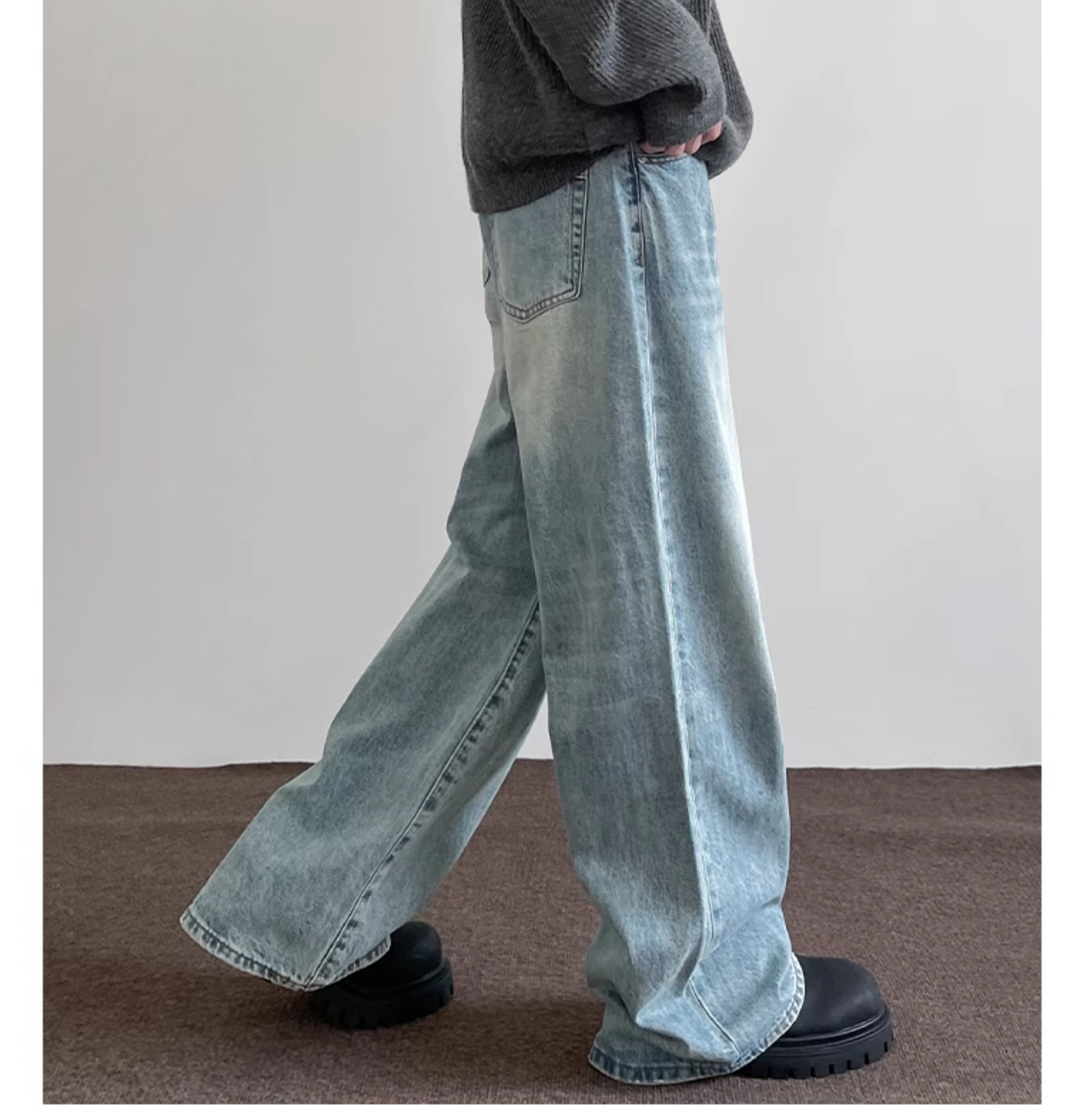 ワイドタックパンツ ゆったりタック入りデニムパンツ
