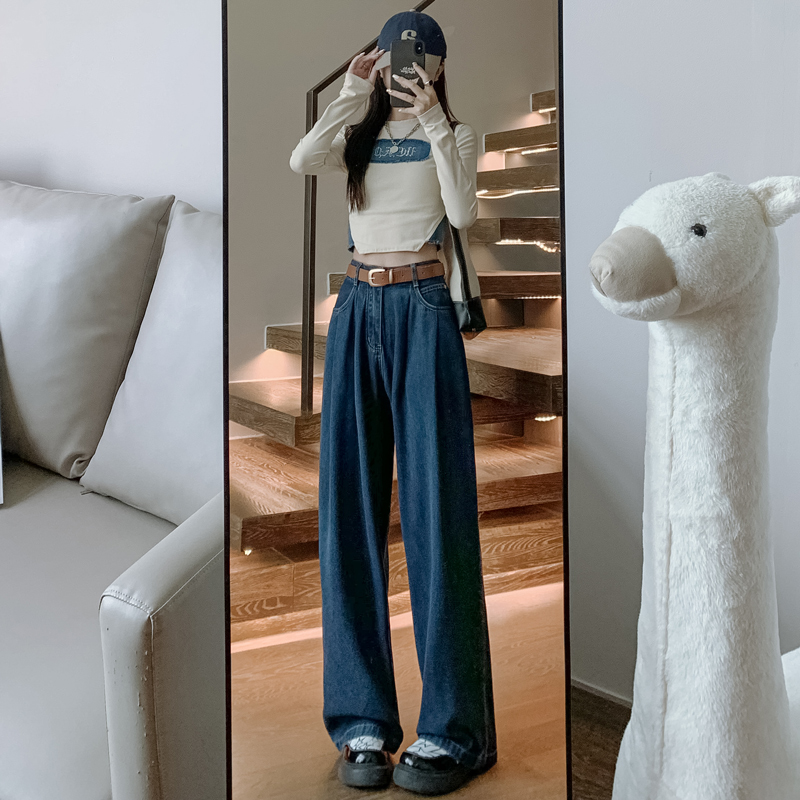 ワイドタックパンツ ゆったりタック入りデニムパンツ