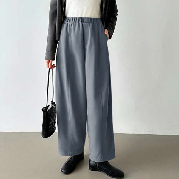 2025新作 レディース バレルパンツ タックワイドパンツ ウエストゴム ベージュ