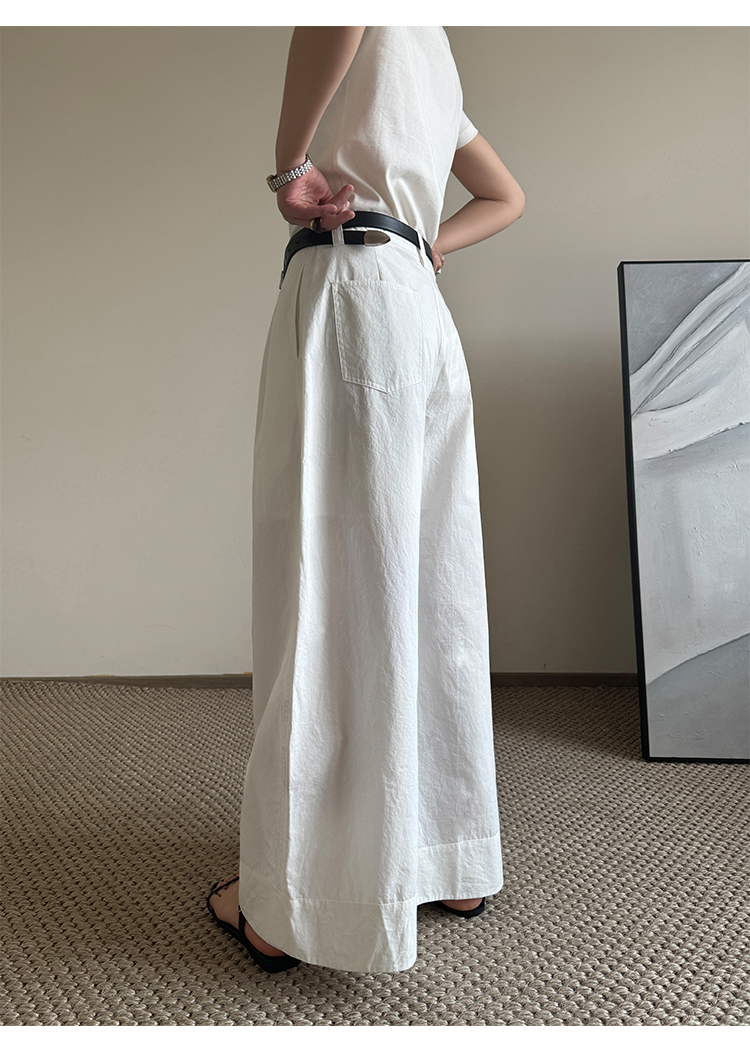 ワイドタックパンツ 麻混フロントタックワイドパンツ