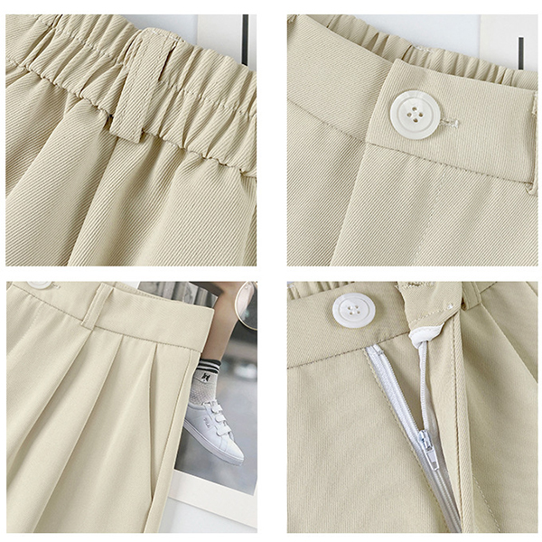 ワイドタックパンツ 新作ハイウエストタックハーフパンツきれいめワイドシルエット
