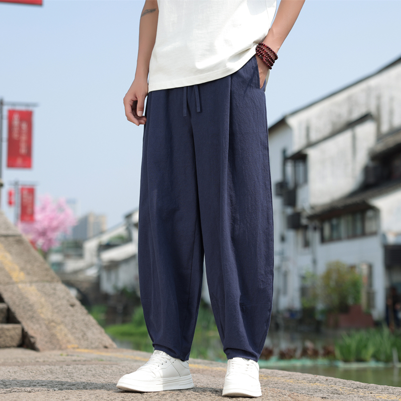 ワイドタックパンツ 涼やか麻混ゆったりタックパンツ
