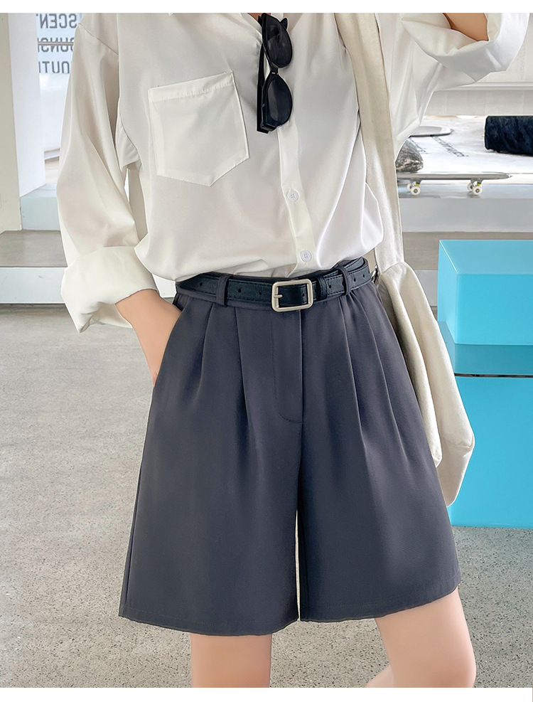 ワイドタックパンツ 新作ハイウエストタックハーフパンツきれいめワイドシルエット