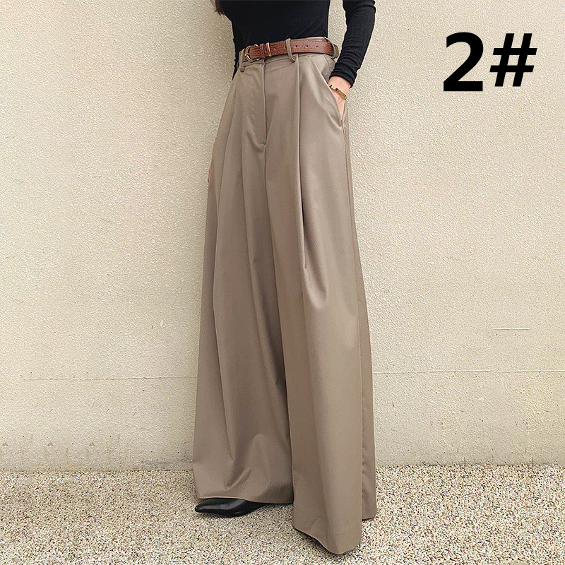 ワイドタックパンツ ハイウエスト 着痩せ レディース ロング丈